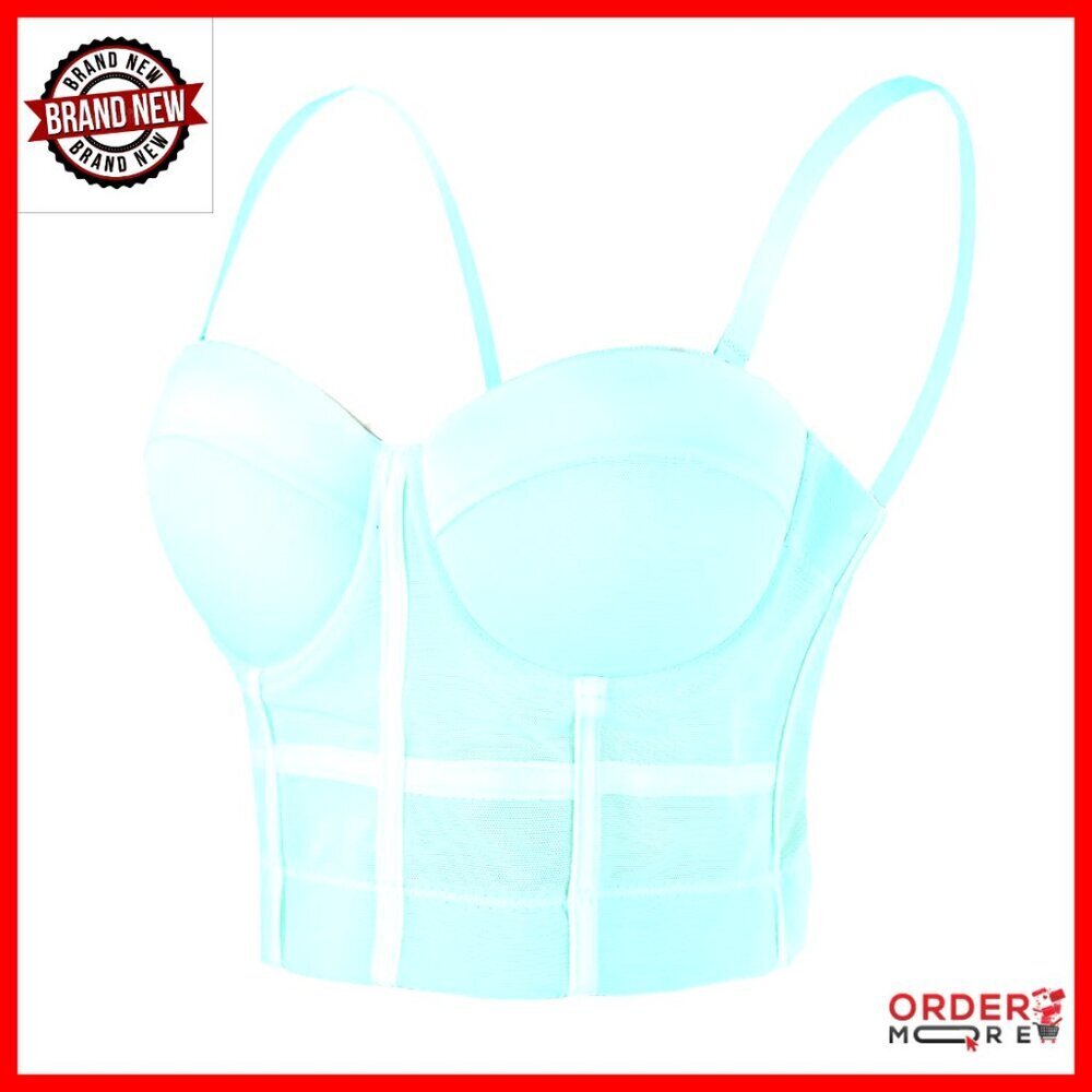 Mesh Bustier Crop Top Push Up Corset Adjustable Straps Sultry Chic Y2K